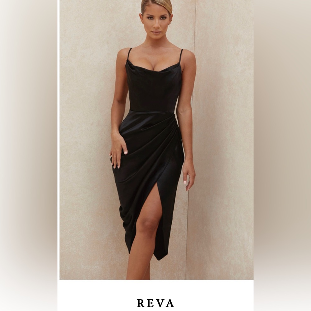 House of CB black satin Reva dress